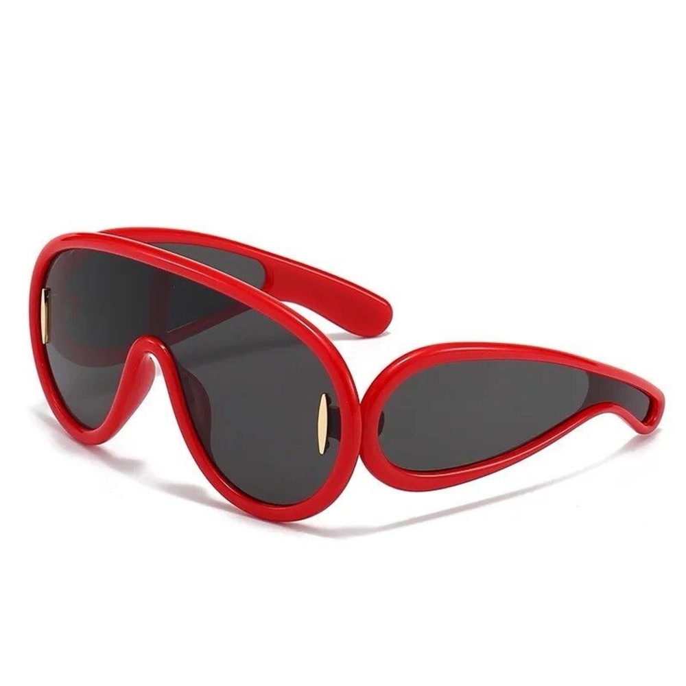 Sunglasses Oversized Red Wave Aviator Acetate Frame Sun Glasses | Trendy Shades